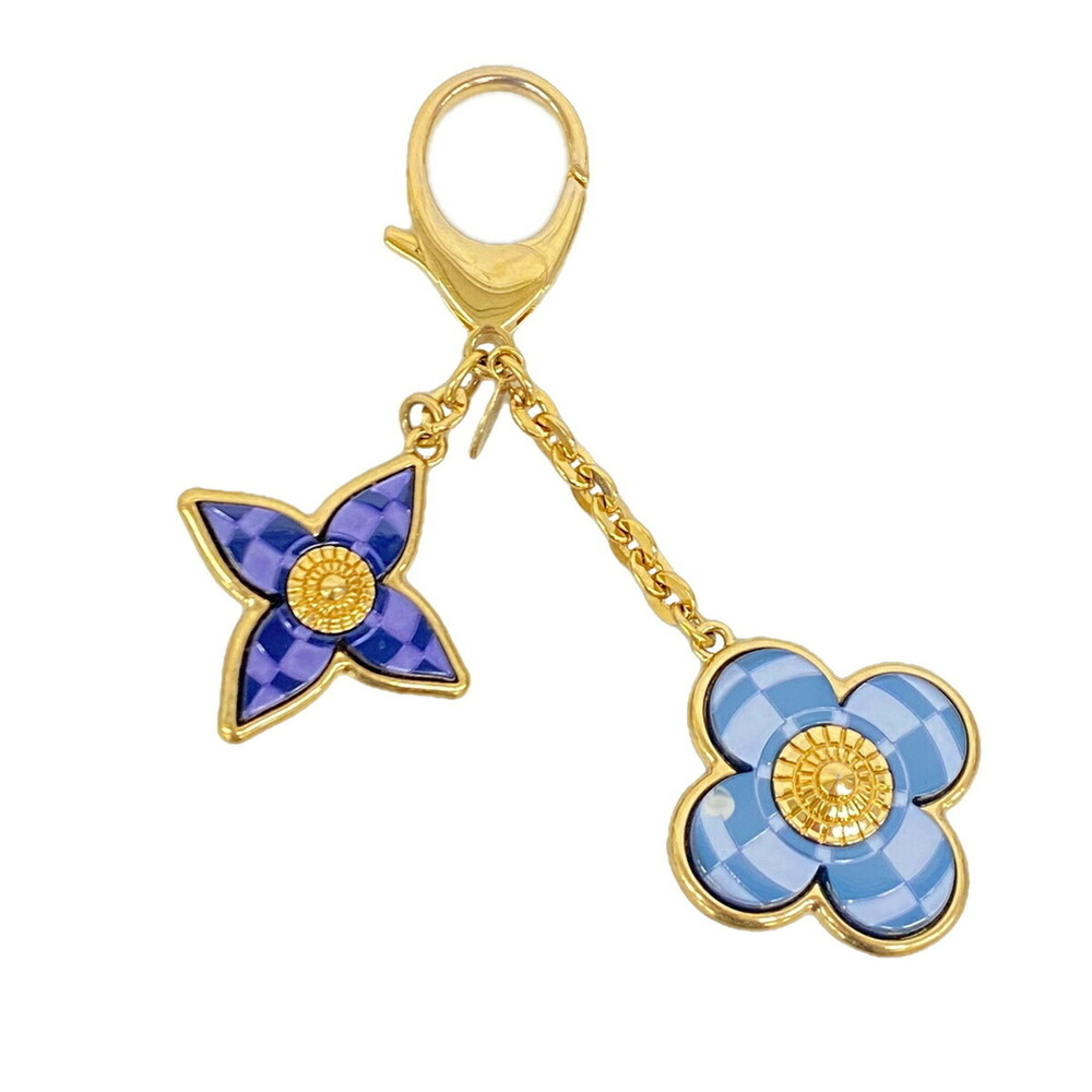 Louis Vuitton Keychain Charm Bijou Sac Mosaic M66883 Blue Purple Gold Women's